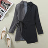 striped Long Sleeve Blazer Women asymmetric loose suit casual long jacket.