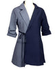 striped Long Sleeve Blazer Women asymmetric loose suit casual long jacket.