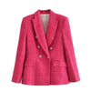 suit 2023 autumn ladies all-match lapel long-sleeved texture double-breasted slim casual suit jacket women clothing