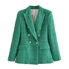 suit 2023 autumn ladies all-match lapel long-sleeved texture double-breasted slim casual suit jacket women clothing