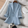 suit blazer thin cotton and linen 2023 spring and summer Korean retro simple loose large size casual small suit