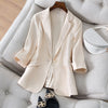 suit blazer thin cotton and linen 2023 spring and summer Korean retro simple loose large size casual small suit