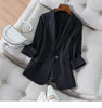 suit blazer thin cotton and linen 2023 spring and summer Korean retro simple loose large size casual small suit