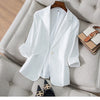 suit blazer thin cotton and linen 2023 spring and summer Korean retro simple loose large size casual small suit
