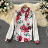 suit in spring and summer with design feeling printed long sleeve shirt and two-piece set of High Waist Wide Leg shorts