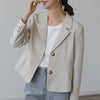 suit jacket female  short green top 2023 spring and autumn  blazer women  High Street  Pockets  Solid  Cotton