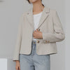 suit jacket female  short green top 2023 spring and autumn  blazer women  High Street  Pockets  Solid  Cotton