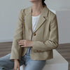 suit jacket female  short green top 2023 spring and autumn  blazer women  High Street  Pockets  Solid  Cotton