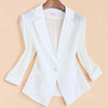 summer Fashion Office Lady Women Blazers Black Sexy Slim Mesh Stitching three-quarter Sleeve  small Suit
