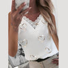 summer Women Heart Printing V Neck Lace Vest Sleeveless Loose Splice female Tank Tops blusas T-Shirt Halter Top Casual