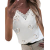 summer Women Heart Printing V Neck Lace Vest Sleeveless Loose Splice female Tank Tops blusas T-Shirt Halter Top Casual