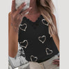 summer Women Heart Printing V Neck Lace Vest Sleeveless Loose Splice female Tank Tops blusas T-Shirt Halter Top Casual