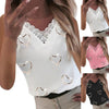 summer Women Heart Printing V Neck Lace Vest Sleeveless Loose Splice female Tank Tops blusas T-Shirt Halter Top Casual