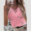summer Women Heart Printing V Neck Lace Vest Sleeveless Loose Splice female Tank Tops blusas T-Shirt Halter Top Casual