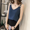 summer chiffon women blouse shirt new 2022 fashion sleeveless sexy strap women's tops solid V neck plus size clothing