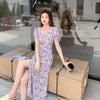 summer dress French elegant floral chiffon dress 5813#