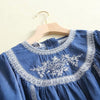 summer embroidery denim blouse women jeans blouse short sleeve blue casual loose top floral soft shirt cotton peplum blouse