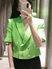 summer style women's avocado green temperament texture short casual suit jacket top