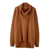 turtleneck Women Sweater elegant Solid High Collar Irregular Hem Long Sleeve Pullover Loose Thick knitted Soft Brief Sweaters