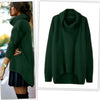 turtleneck Women Sweater elegant Solid High Collar Irregular Hem Long Sleeve Pullover Loose Thick knitted Soft Brief Sweaters