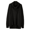 turtleneck Women Sweater elegant Solid High Collar Irregular Hem Long Sleeve Pullover Loose Thick knitted Soft Brief Sweaters