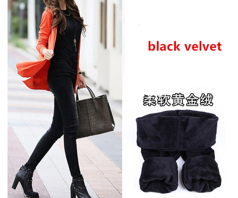 velvet thicken warm Winter pants Women black Color High elasticity Skinny Pencil pants female pantalon femme trousers Leggings