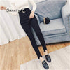 vintage Mom Fit High Waist Jeans Elastic Femme Women Black Denim Skinny Jean Classic Pencil Pants Waist button Slim legging