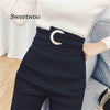 vintage Mom Fit High Waist Jeans Elastic Femme Women Black Denim Skinny Jean Classic Pencil Pants Waist button Slim legging