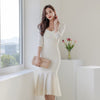 white maxi fomal Dress one piece korean ladies  autumn winter long Sleeve cabaret party bodycon Dresses for women