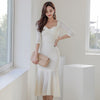 white maxi fomal Dress one piece korean ladies  autumn winter long Sleeve cabaret party bodycon Dresses for women