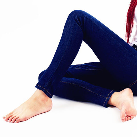 wholesale Mid Waist Elastic Women Jeans casual skinny Denim pencil pants Fashion Stretch Blue Slim denim Pants pantalones DL1773