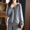 winter 2023 cashmere suit women loose lapel sweater temperament casual wide-leg pants knitted 100% pure wool two-piece suit