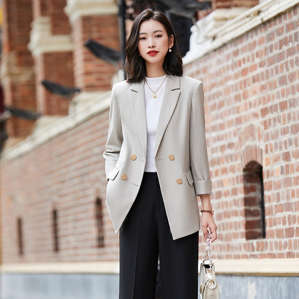 winter clothes Plaid suit women blazers and jackets Women's double-breasted blazer Suit women jacket blazer feminino