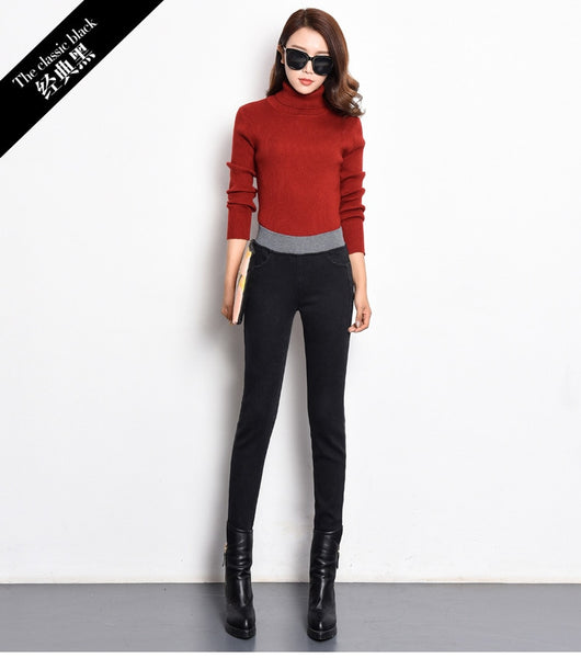 winter skinny jeans denim slim pencil pants warm velvet high waist jeans Women Pant Stretch Cotton Denim Trousers for woman