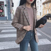 women 2 Pieces Skirt Suit Female Office Ladies Blazer Suit 2023 Retro Plaid Set Single-breasted Jacket Pencil Skirts