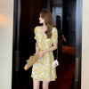 women 2022 summer French style chiffon dress  korean style midi dresses 1730#