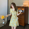 women 2022 summer French style chiffon dress  korean style midi dresses 1730#