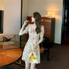 women 2022 summer French style chiffon dress  korean style midi dresses 1730#