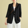 women Solid Cotton And Linen Suits Jacket Spring And Autumn 2023 Summer Thin Three-Quarter Sleeve Sunscreen Blazer