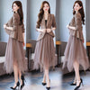 women Net skirt suits office lady suit lady uniform Formall skirt and suits jacket 2 piece set plus size women blazer skirt set