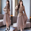 women Net skirt suits office lady suit lady uniform Formall skirt and suits jacket 2 piece set plus size women blazer skirt set