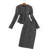 women Tweed suits tops skirts 2 piece sets women woolen coat and skirts sets