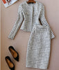 women Tweed suits tops skirts 2 piece sets women woolen coat and skirts sets