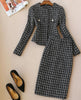 women Tweed suits tops skirts 2 piece sets women woolen coat and skirts sets
