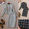 women Tweed suits tops skirts 2 piece sets women woolen coat and skirts sets