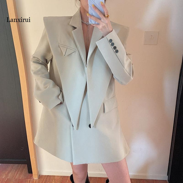 women blazer vest blazer set women blazer jacket coat top loose over sized black beige grey stylish
