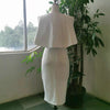 women dress elegant cape sleeve evening formal vestidos female classy white bodycon high waist plus size party midi dress summer
