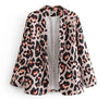 women euro style leopard pattern print open stitch blazer female pocket outwear suit office lady vintage chic casual tops  CT183