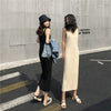 women knit strap long dress 4659#