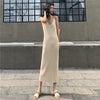 women knit strap long dress 4659#